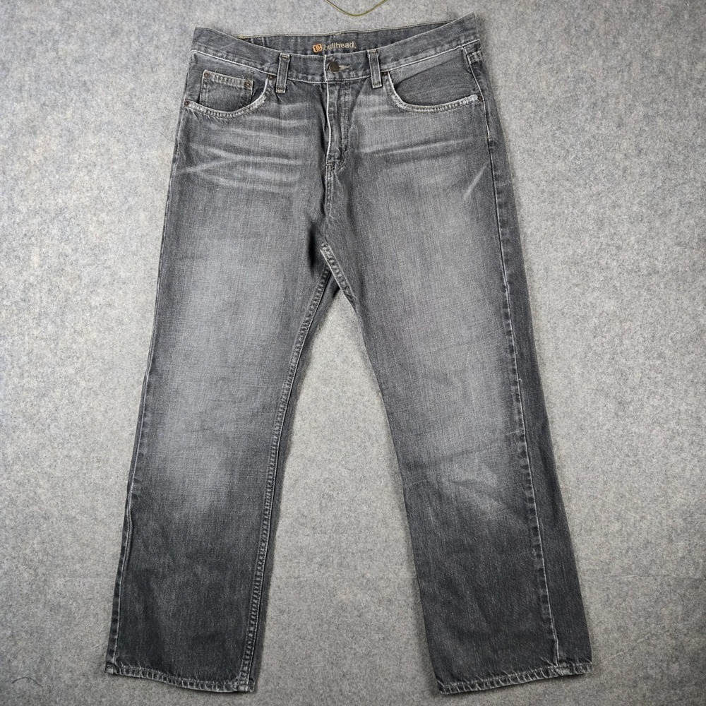 Bullhead Slim Straight Jeans Mens 34x30 Gray Faded Denim Skater Grunge Y2K 90s